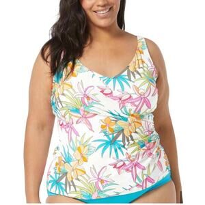 Beach House Plus Tropic Bloom Lola Wrap Tankini Top 22W